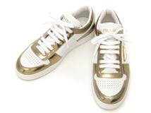 PRADA　プラダ　ダウンタウンスニーカー　メンズ7　ホワイト/ゴールド　レザー　2EE364　2148103801426　【432】
