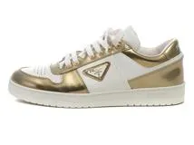 PRADA　プラダ　ダウンタウンスニーカー　メンズ7　ホワイト/ゴールド　レザー　2EE364　2148103801426　【432】