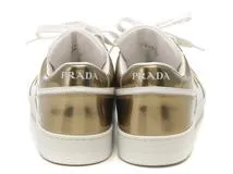 PRADA　プラダ　ダウンタウンスニーカー　メンズ7　ホワイト/ゴールド　レザー　2EE364　2148103801426　【432】