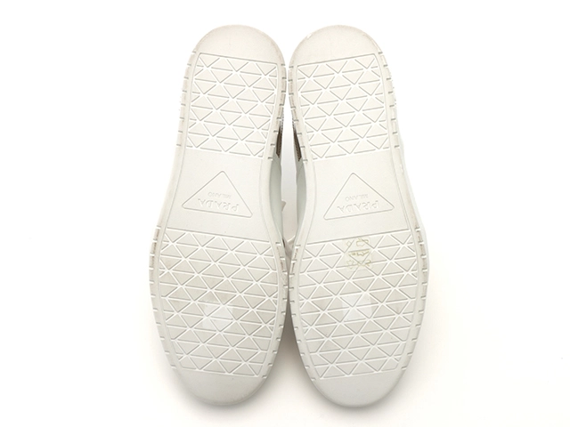 PRADA　プラダ　ダウンタウンスニーカー　メンズ7　ホワイト/ゴールド　レザー　2EE364　2148103801426　【432】