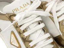 PRADA　プラダ　ダウンタウンスニーカー　メンズ7　ホワイト/ゴールド　レザー　2EE364　2148103801426　【432】
