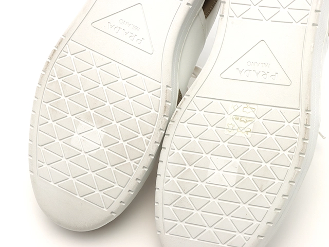 PRADA　プラダ　ダウンタウンスニーカー　メンズ7　ホワイト/ゴールド　レザー　2EE364　2148103801426　【432】