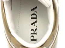 PRADA　プラダ　ダウンタウンスニーカー　メンズ7　ホワイト/ゴールド　レザー　2EE364　2148103801426　【432】