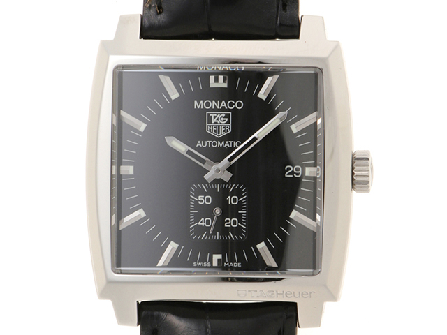 TAG HEUER自動巻き腕時計 黒文字盤Monnin Case オートマチック TAG Heuer Monaco Chronograph Stopwatch – Element iN Time NYC