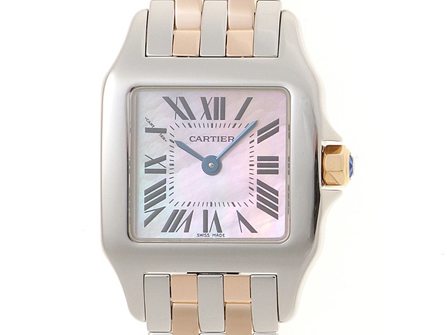 Cartier カルティエ　レディース クオーツ　サントスドゥモアゼルSM W25074Y9 ピンクシェル文字盤 K18PG/SS【472】HK