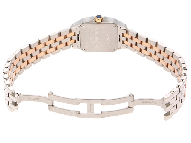 Cartier カルティエ レディース クオーツ サントスドゥモアゼルSM W25074Y9 ピンクシェル文字盤 K18PG/SS【472】HK