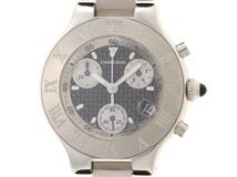 Cartier　カルティエ　マスト21・クロノスカフ　W10125U2　SS/ラバー　男性用クオーツ時計【473】