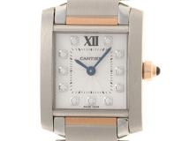 Cartier　カルティエ　時計　タンクフランセーズSM　WE110004　シルバー文字盤　ダイヤインデックス　PG/SS　クォーツ　レディース　M