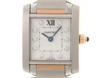 Cartier　カルティエ　時計　タンクフランセーズSM　WE110004　シルバー文字盤　ダイヤインデックス　PG/SS　クォーツ　レディース　M