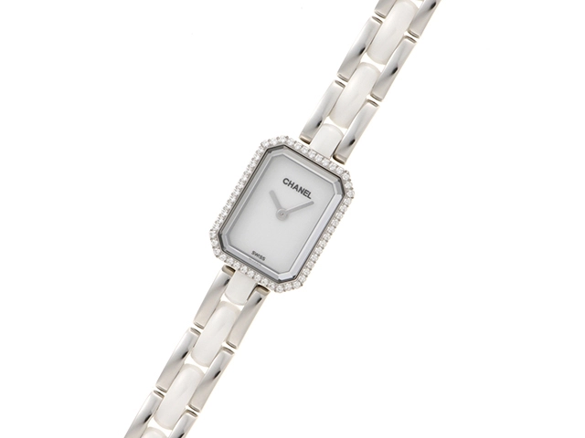 CHANEL シャネル　プルミエール　H2132　ホワイト　SS/CE　ダイヤベゼル　レディース　クォーツ2148103803406【432】