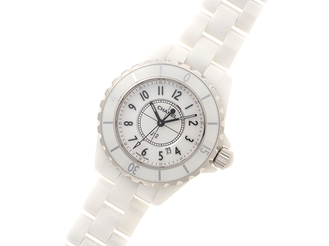 CHANEL シャネル J12 レディース時計 H0968 ホワイト文字盤 クォーツ【430】2148103803536