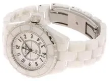 CHANEL　シャネル　J12　レディース時計　H0968　ホワイト文字盤　クォーツ【430】2148103803536