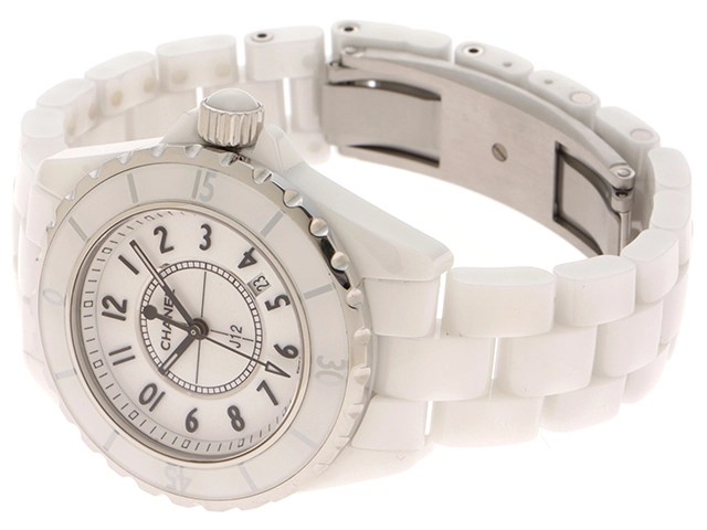CHANEL シャネル J12 レディース時計 H0968 ホワイト文字盤 クォーツ【430】2148103803536
