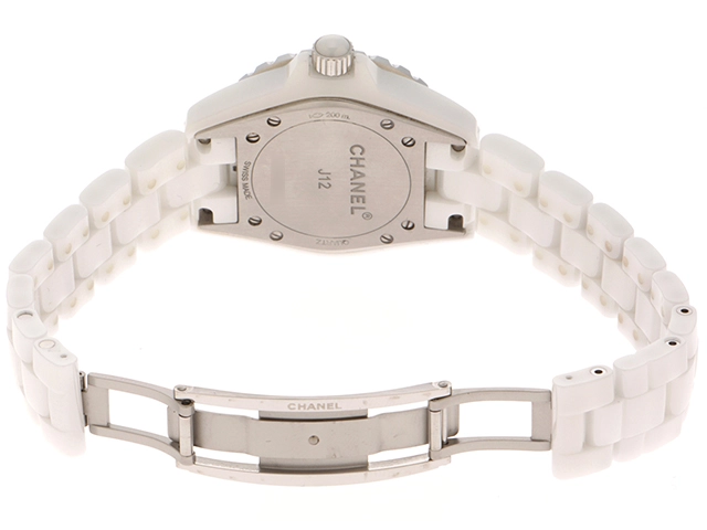 CHANEL シャネル J12 レディース時計 H0968 ホワイト文字盤 クォーツ【430】2148103803536