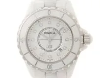 CHANEL　シャネル　J12　12Pダイヤモンド　H1628　セラミック　女性用クオーツ時計【473】