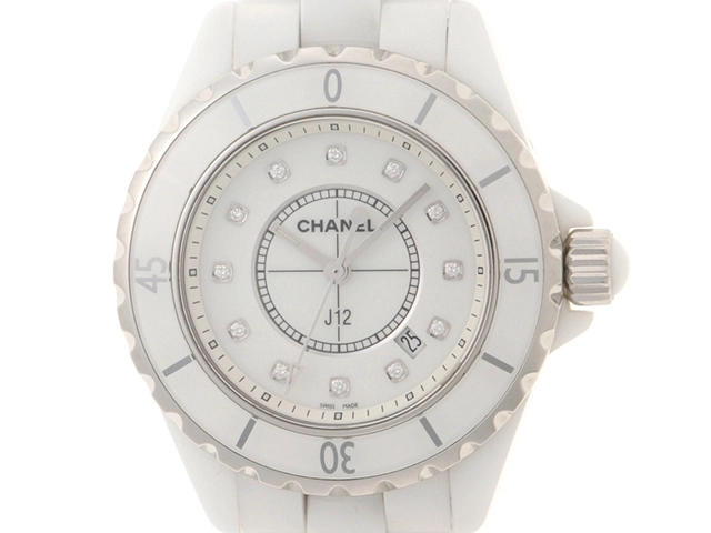 CHANEL　シャネル　J12　12Pダイヤモンド　H1628　セラミック　女性用クオーツ時計【473】