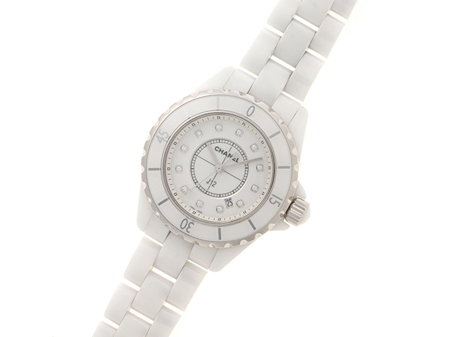 CHANEL　シャネル　J12　12Pダイヤモンド　H1628　セラミック　女性用クオーツ時計【473】