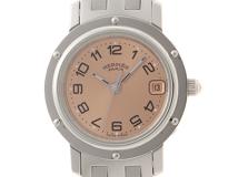 HERMES　エルメス　クリッパー　CL4.210　ピンク文字盤　ステンレススチール　クオーツ　レディース時計　2148103803604【207】