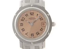 HERMES エルメス クリッパー CL4.210 ピンク文字盤 ステンレス