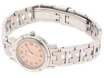 HERMES エルメス クリッパー CL4.210 ピンク文字盤 ステンレス