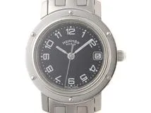 HERMES エルメス クリッパー CL4.210 ステンレス ブラック文字盤 女性  