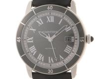 Cartier カルティエ 腕時計 ロンド クロワジエール ドゥ カルティエ WSRN0003 ステンレス/革 グレー文字盤 自動巻き【472】SJ