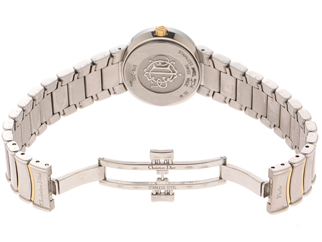 Dior ディオール 腕時計 D76-200 SS/GP ホワイト文字盤 クオーツ【472】MN