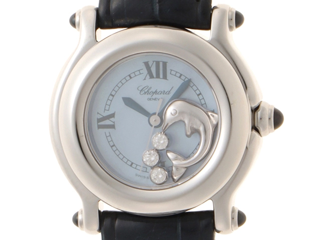 CHOPARD　ショパール　ハッピースポーツ　ドルフィン　革ベルト　クォーツ　レディース腕時計　【471】L