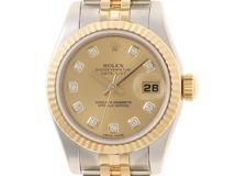 G番2012年並行品 ROLEX ロレックス 腕時計 デイトジャスト26 179173G スチール/K18イエローゴールド チシャンパン10Pダイヤモンド文字盤 ジュビリー 自動巻き【472】SJ