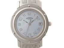 HERMES　エルメス　クリッパーナクレ　CL4.210　ブルーシェル文字盤　ステンレススチール　レディース時計【207】2148103804816