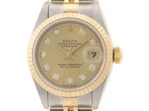 U番　ROLEX　ロレックス　デイトジャスト　69173G　K18YG/SS　シャンパン文字盤/10Pダイヤモンド　女性用自動巻時計【473】