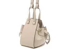LOEWE ロエベ 2Wayバッグ ハンモック ドローストリングバッグ スモール レザー リネン ベージュ系 2148103806407【433】