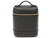 CHANEL　シャネル　ココマーク　縦型バニティ　ブラック/GP キャビア【431】2148103806544