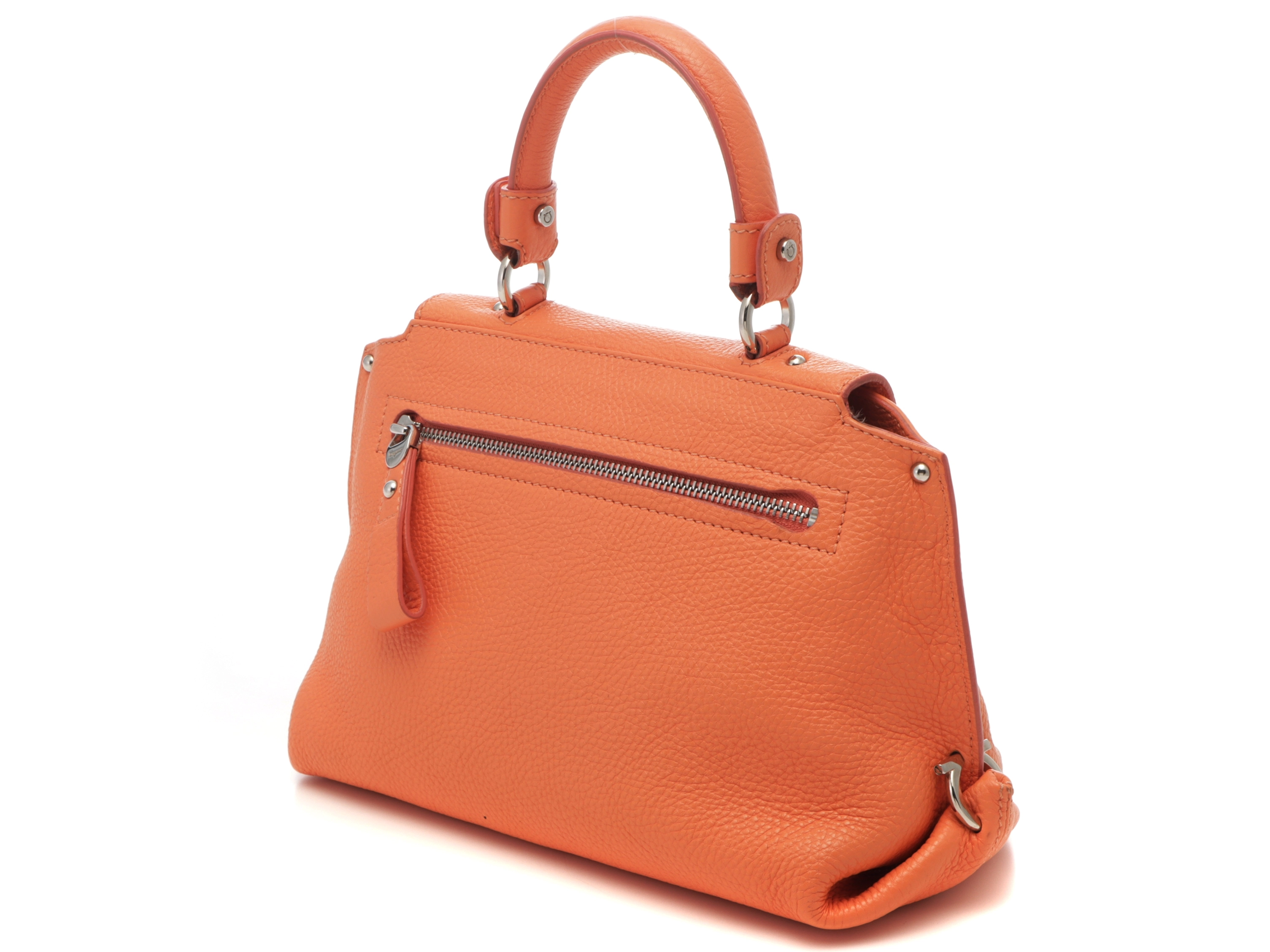 Salvatore Ferragamo サルヴァトーレ フェラガモ ソフィア ガンチーニ 2WAY ハンドバッグ ショルダーバッグ オレンジ レザー【473】