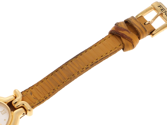 FENDI フェンディ  レディース時計 カメレオン チェンジベルト 640L シルバー文字盤 ゴールドプレート/革 クオーツ【472】UH