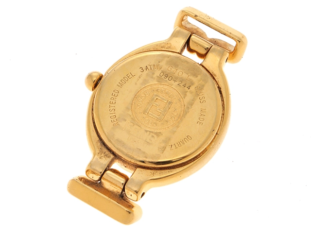 FENDI フェンディ  レディース時計 カメレオン チェンジベルト 640L シルバー文字盤 ゴールドプレート/革 クオーツ【472】UH