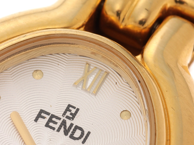 FENDI フェンディ  レディース時計 カメレオン チェンジベルト 640L シルバー文字盤 ゴールドプレート/革 クオーツ【472】UH