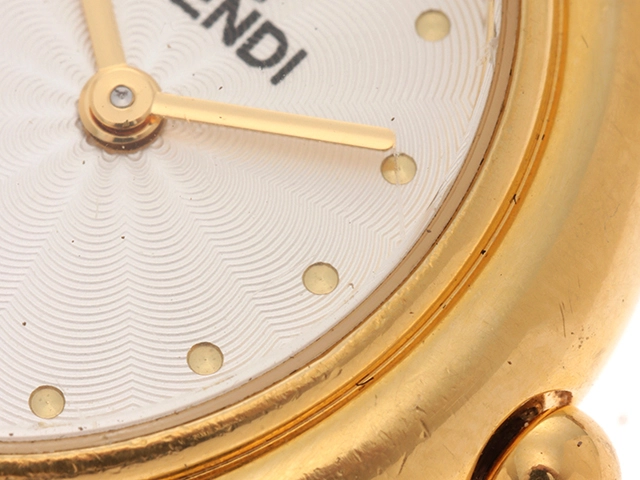 FENDI フェンディ  レディース時計 カメレオン チェンジベルト 640L シルバー文字盤 ゴールドプレート/革 クオーツ【472】UH