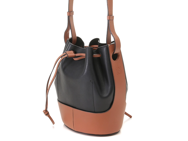 LOEWE ロエベ バルーンバッグスモール ブラック/ブラウン レザー【430】2148103807305