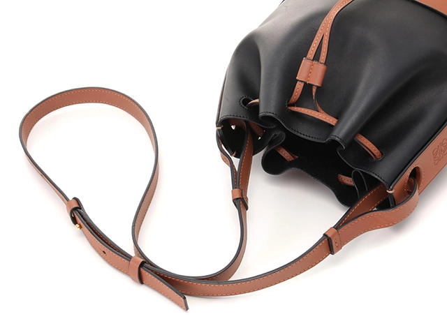 LOEWE ロエベ バルーンバッグスモール ブラック/ブラウン レザー【430】2148103807305