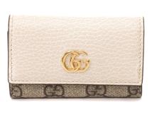 GUCCI 　グッチ　 ダブルG　 スプリーム 　6連キーケース ベージュ PVCレザー　【472】YN