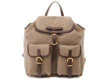 PRADA プラダ ロゴリュックサック キャンバス/レザー カーキ/ブラウン 1BZ006【472】YK
