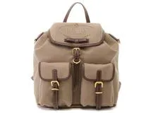PRADA プラダ ロゴリュックサック キャンバス/レザー カーキ/ブラウン 1BZ006【472】YK