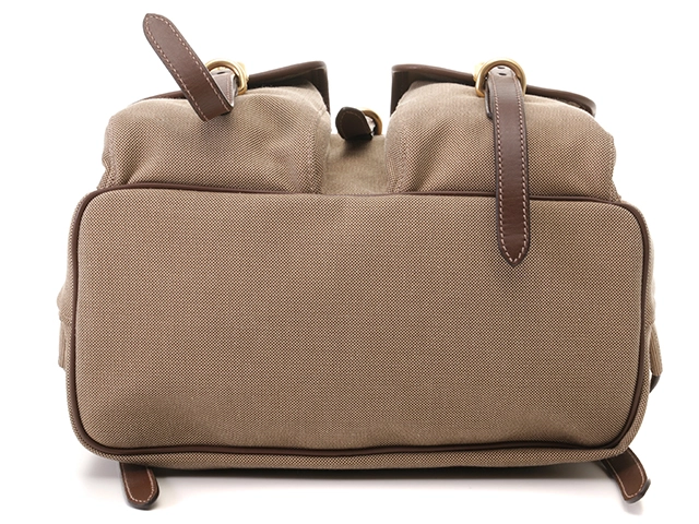 PRADA プラダ ロゴリュックサック キャンバス/レザー カーキ/ブラウン 1BZ006【472】YK