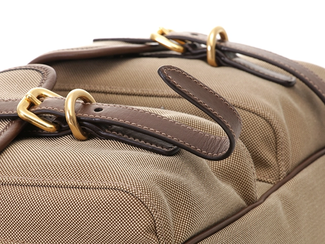 PRADA プラダ ロゴリュックサック キャンバス/レザー カーキ/ブラウン 1BZ006【472】YK