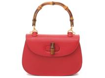 GUCCI　グッチ　バンブー　２wayバッグ　レッド　レザー　【471】　Y