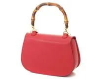 GUCCI　グッチ　バンブー　２wayバッグ　レッド　レザー　【471】　Y