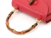 GUCCI　グッチ　バンブー　２wayバッグ　レッド　レザー　【471】　Y