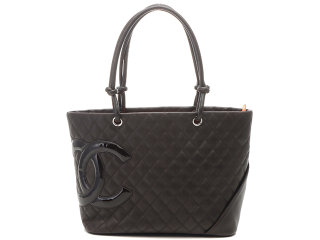 CHANEL シャネル カンボンラインラージトート ダークブラウン SV