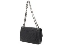 CHANEL シャネル デカマトラッセ30 ＷフラップＷチェーンショルダーバッグ ブラック SV キャビア 2148103809439【200】